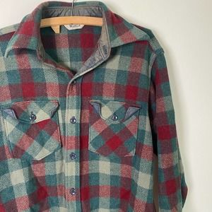 Vintage Woolrich Plaid Wool Shirt Medium